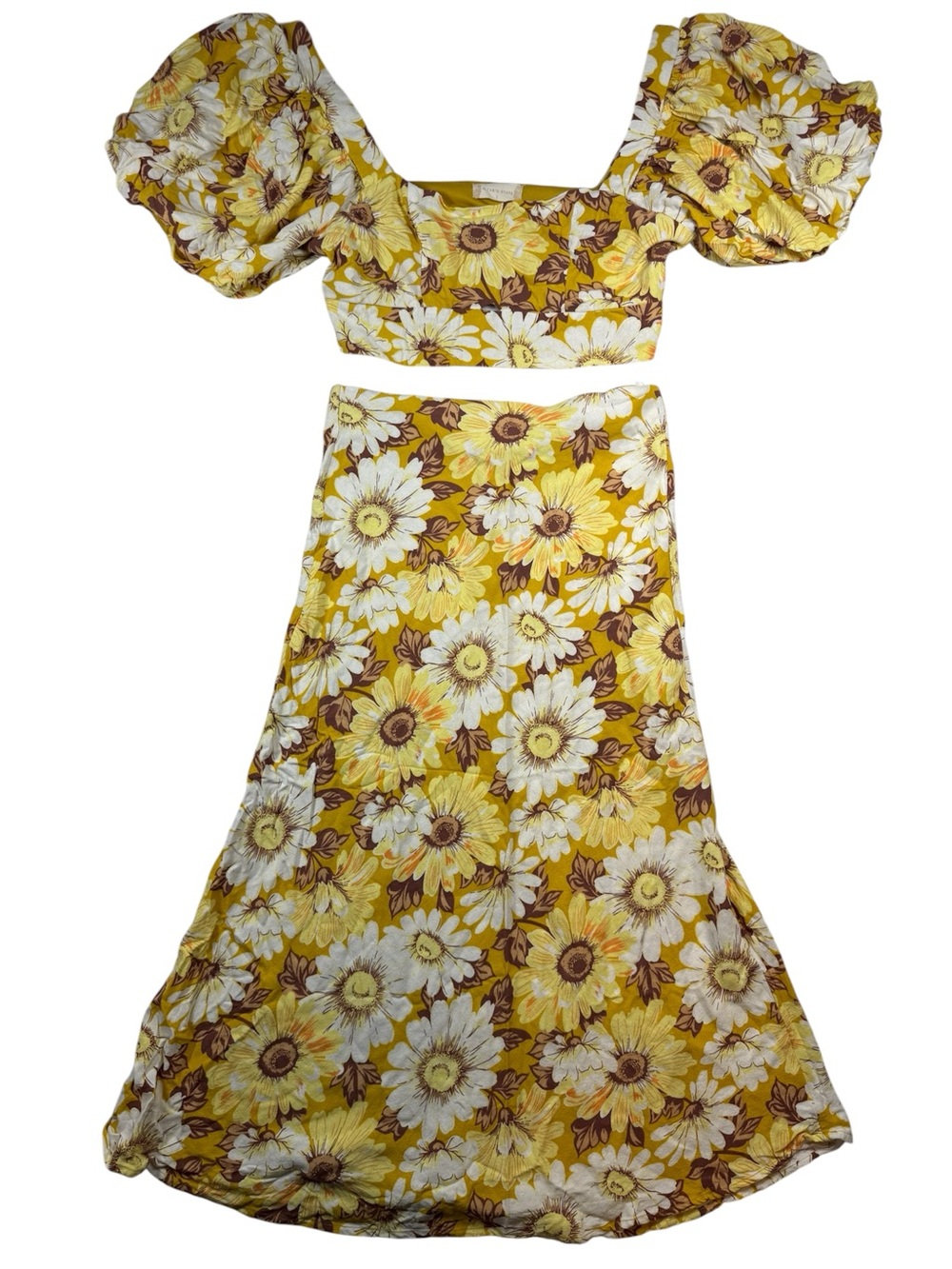 Altar’d State Floral Puff Sleeve Crop Top Maxi Skirt Set Small - Picture 2 of 16